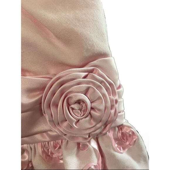 Bonnie Jean Girls Pink Rosette Dress Size 8 Knee Length Sleeveless Party - Picture 6 of 8